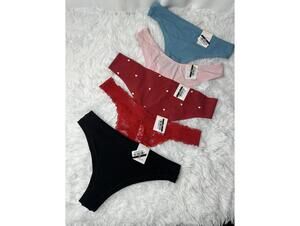 Auden Set of 5 Women's Cotton Thong Panties - Various Colors